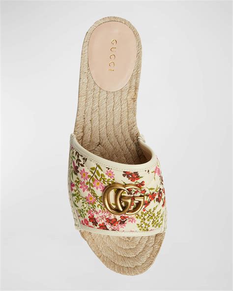 gucci women's gg multicolor slip on espadrille slide sandals|gucci pilar espadrille flat.